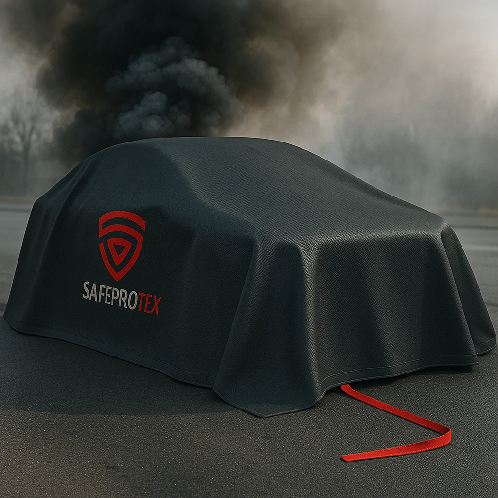 Graphite coated high silica EV fire blanket application